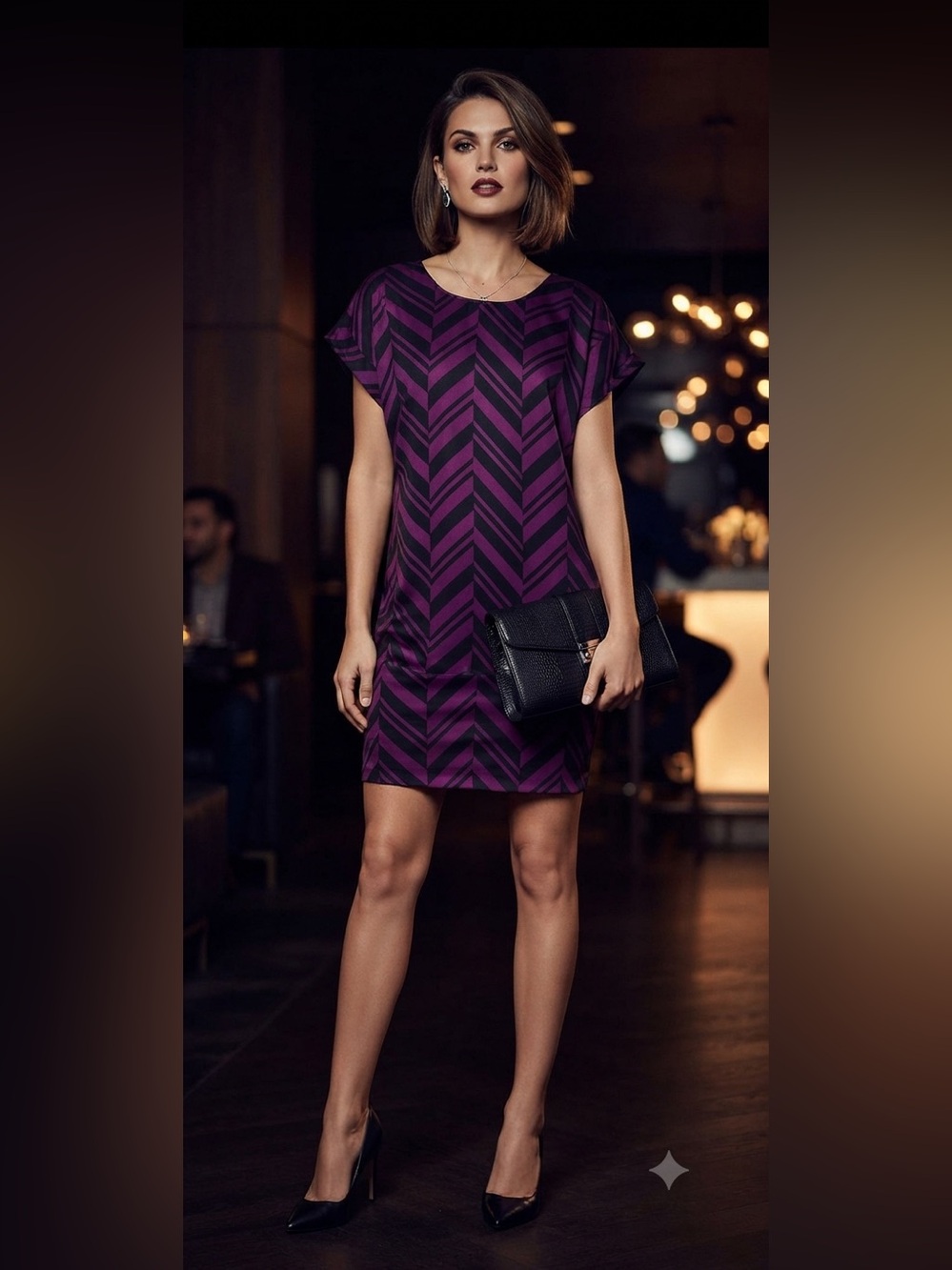 Madison Marcus purple black printed dress